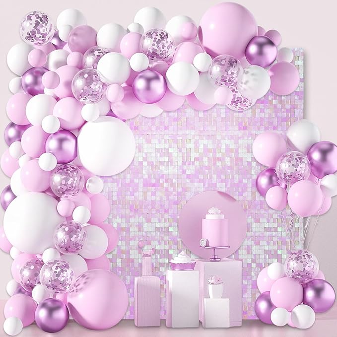 24PCS Colorful Light Pink Shimmer Wall Backdrop, Square Sequin Photo Backdrops - Image 3