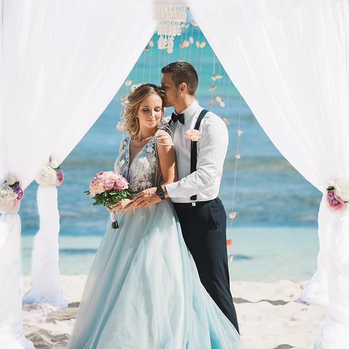 VOK White Wedding Arch Draping Fabric Chiffon Fabric, 29in x 18Ft Sheer Chiffon - Image 3