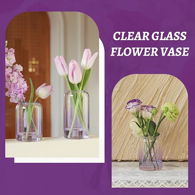 12Pcs Purple Vase Glass Bud Vases Set, Small Vases - Image 4