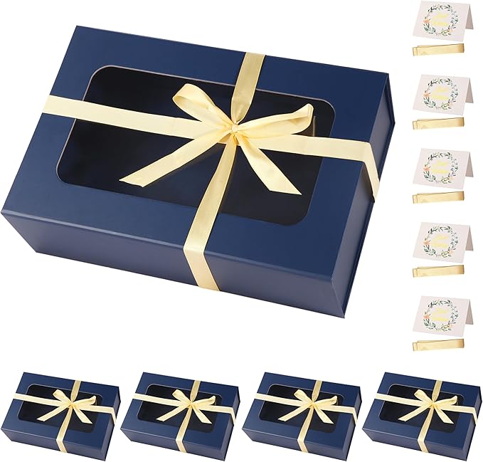 Blue Large Gift Boxes with Window, 13.5"x9"x4.3" Bridesmaid Boxe by TIACABO
