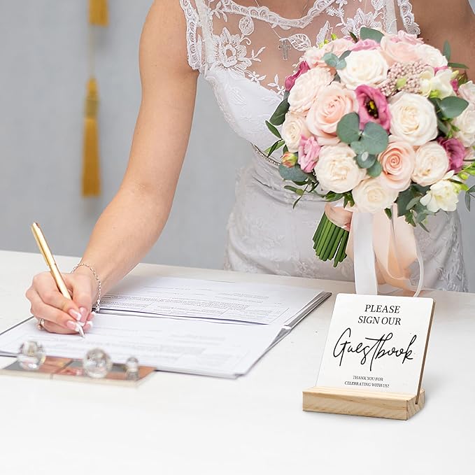 Guest Book Desk Decor, Wedding Guest Book Sign, Wedding GuestBook Wood Plaque - Image 4