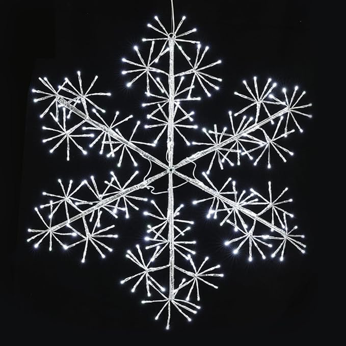 30’’ Christmas Snowflake Lights Outdoor, Pre-lit 240Pcs Cool White LEDs Hanging - Image 2