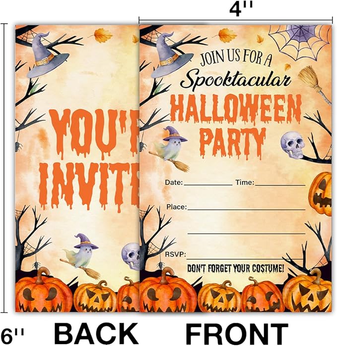 Halloween Party Invitations, Spooky Pumpkins Halloween Party Fill in Invites - Image 2