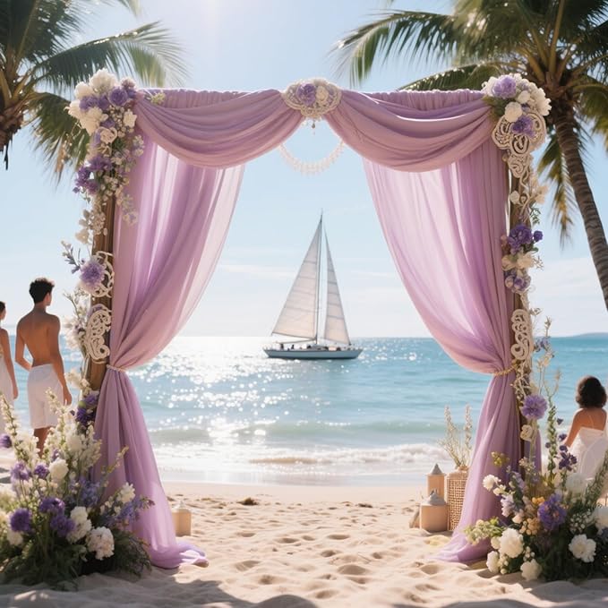 VOK Wedding Arch Draping Fabric Chiffon Fabric, 29in x 18Ft 2 Panels Sheer - Image 7