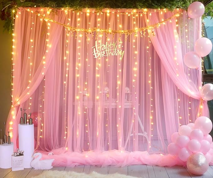 Pink Tulle Backdrop Curtains - Image 3