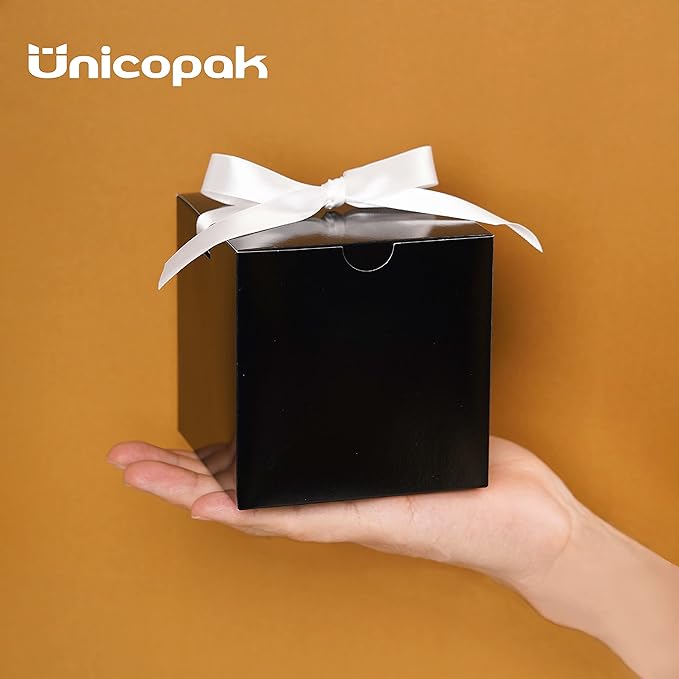 UnicoPak 50 Pack 4x4x4 Black Gift Boxes, Elegant Small Gift Boxes - Image 6