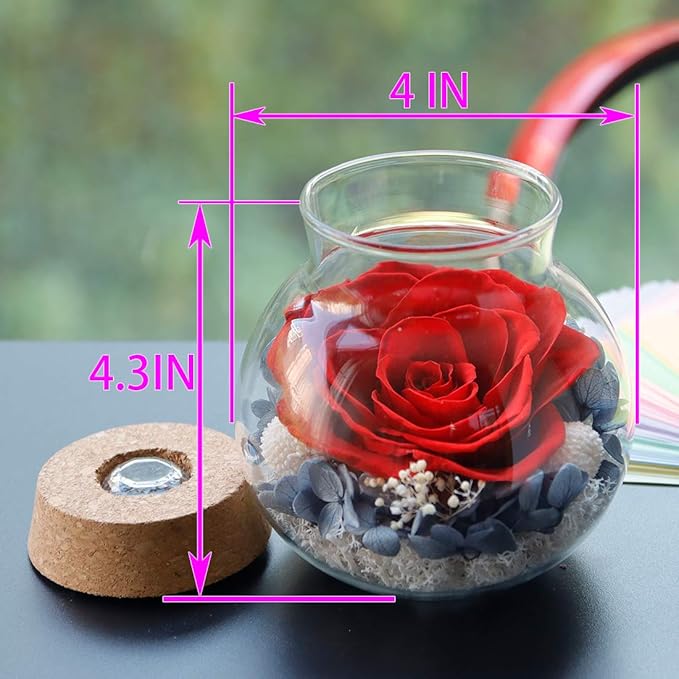 Preserved Real Roses with Colorful Mood Light Wishing Bottle, Eternal - Image 2