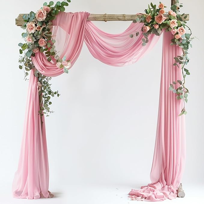 Wedding Arch Draping Fabric 1 Panel 28.7" x 20FT Blush Pink Sheer Chiffon by Xiomot