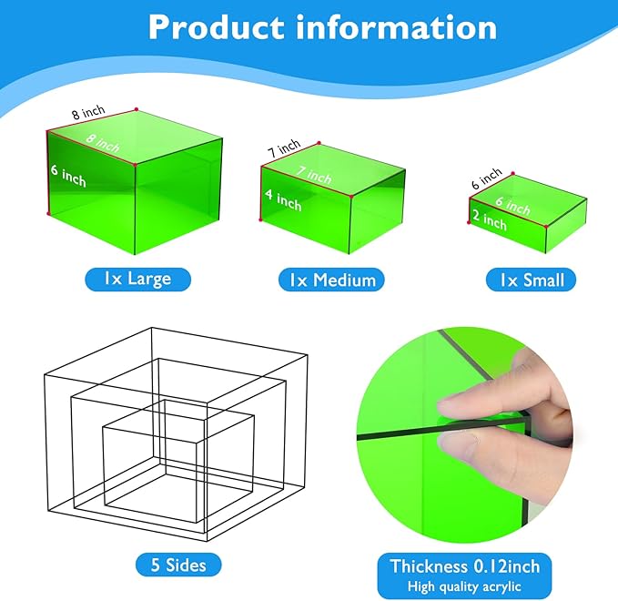 Green Buffet Risers 3 Pcs Acrylic Boxes Display Risers - Image 2