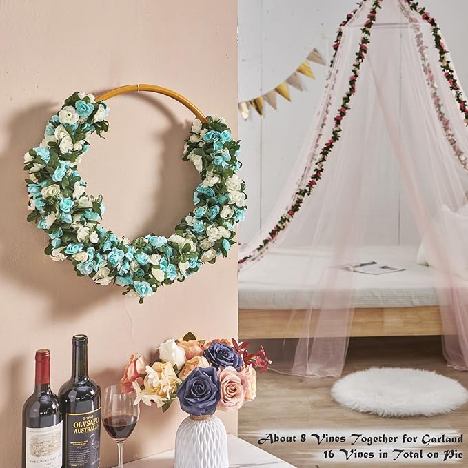 6 Pcs x 8.2 ft Flower Garland Artificial Rose Vine Flowers - Image 3