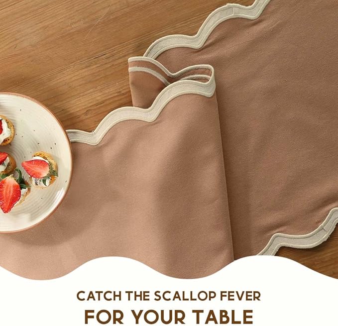 Folkulture Table Runners | Fall Table Runner 72 inches Long | Scallop Table - Image 5