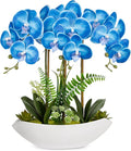 Briful Blue Orchid Artificial Flowers 18in Fake Orchid Silk Flowers by Briful