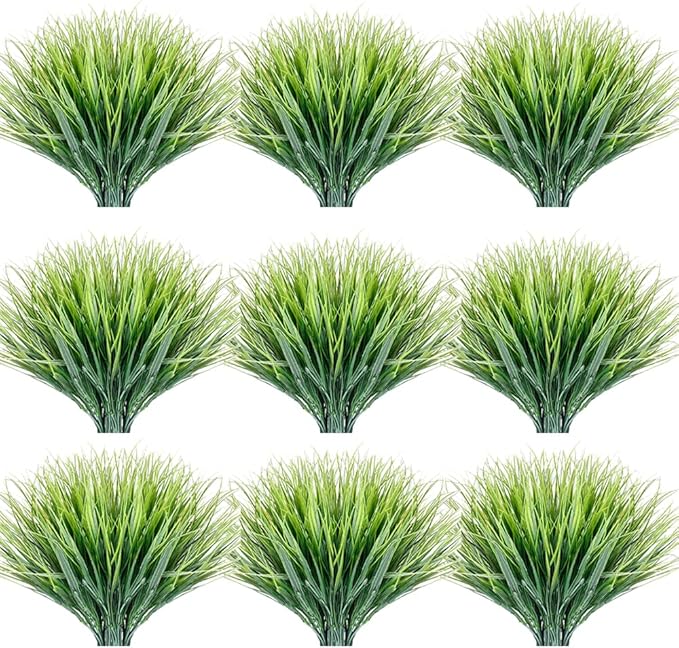 30 Bundles Artificial Grasses Outdoor UV Resistant Fake Grasses No Fade Faux by JEMONG