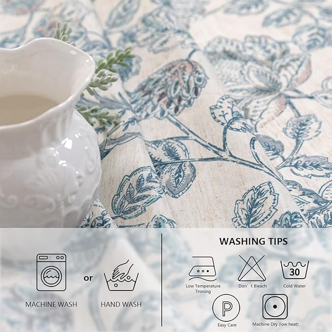 MYSKY HOME 60x120 Rectangle Tablecloth Linen Farmhouse Tablecloth Waterproof - Image 4