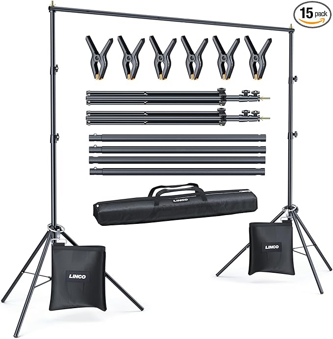 LINCO Backdrop Stand for Parties Kit 10x7 ft Adjustable Back Drop Photography by LINCO