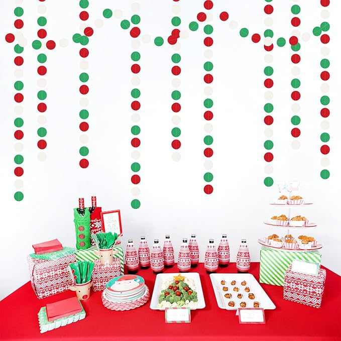 Red-Green White Christmas Party-Decorations Streamers - 52Ft Hanging Mexico - Image 5