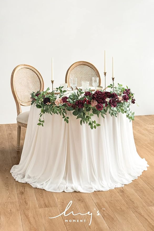 Ling's Moment Flower Garland - 6FT Eucalyptus & Rose - Sweetheart Table Decor - Image 4