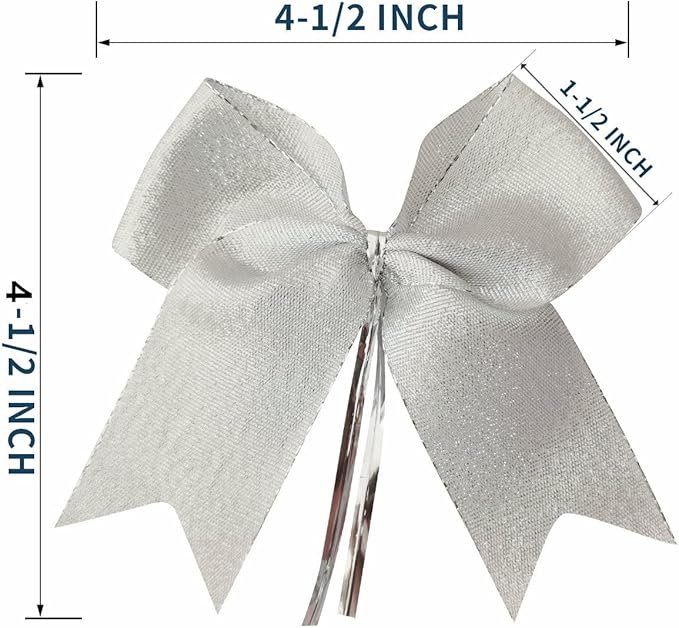 36pcs 4-1/2" Metallic Silver Bows - Image 3