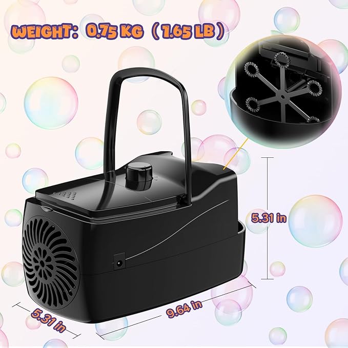Bubble Machine - 18000+ Bubbles Per Minute, 2 Speed Settings, Battery/USB - Image 6
