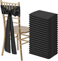 50 PCS Black Satin Chair Sashes Bows Universal Chair Ribbon Ties Back Sash by LooksForwardtoSeeingYou