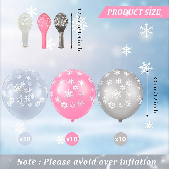 Skylety 40 Pieces Snowflake Balloons Bulk Winter Transparent Snowflake Latex - Image 3