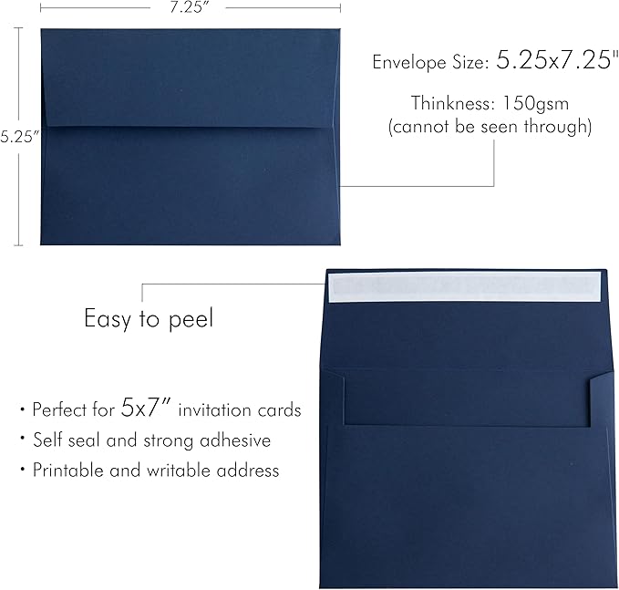 PONATIA 50 Pieces 5x7 Envelopes, A7 Envelopes Self Seal - Image 3