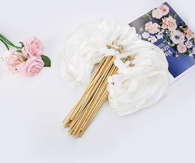 50pcs Ribbon Stick Wands Off White Streamers - Image 4