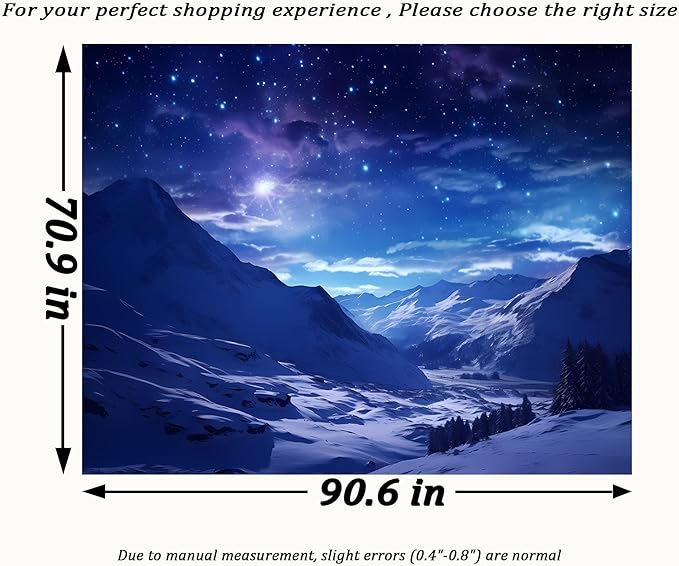 QGHOT Winter Tapestry Wall Hanging Snow Scene Backdrop Snow Mountain Wall Decor - Image 6