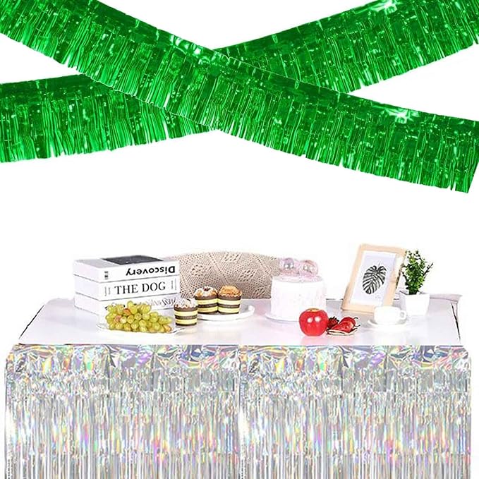 We Moment 6 Pack 10 Feet Green Foil Fringe Garland Streamers Metallic Tinsel - Image 3