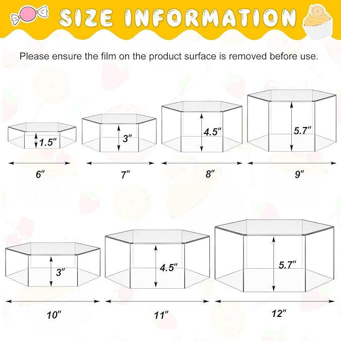 Leinuosen 7 Pcs Large Buffet Risers Set 6" to 12" Acrylic Display Box Catering - Image 2