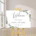 Welcome Wedding Signs, Elegant Greenery Eucalyptus Wedding Sign Decorations by CENOVACY