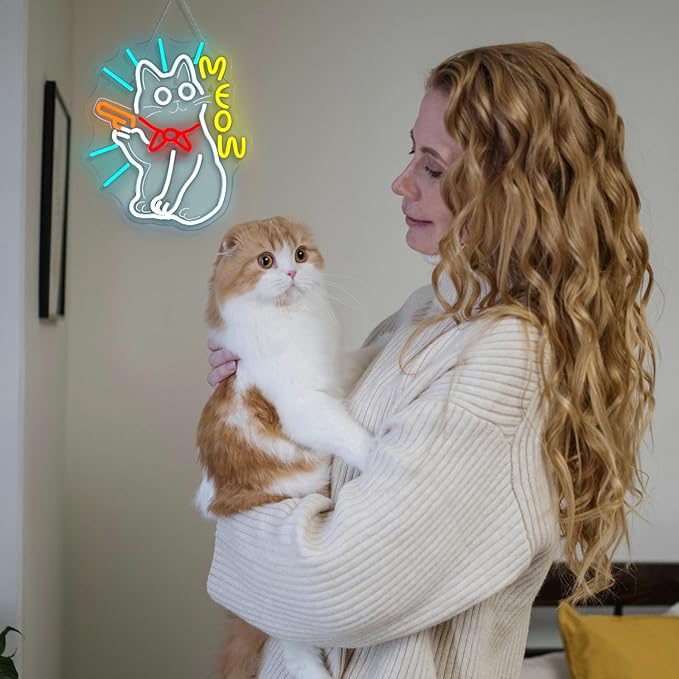 MEOW Cat Neon Sign, Cute LED Wall Light - Image 3