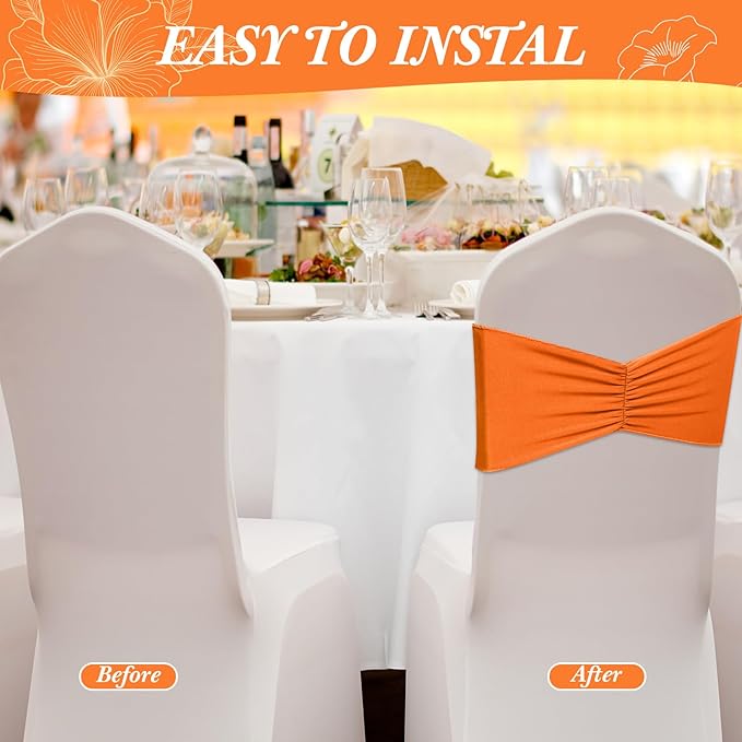 Moukeren 100 Pcs Spandex Chair Sashes Bows Bands Slider Sashes - Image 3