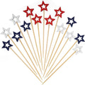 Minisland Mixed Red Blue White Star Cocktail Picks, 5.5 Inch Long Bamboo Fancy by Minisland