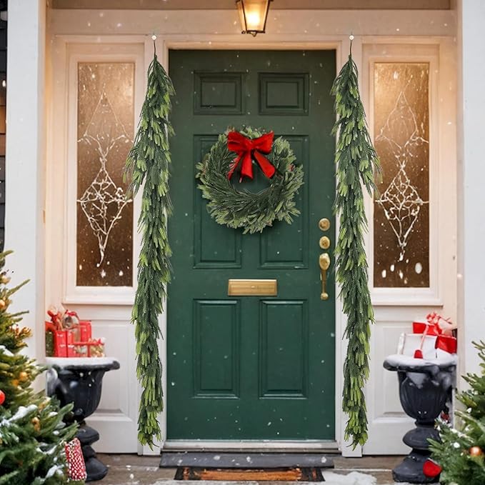 MAKHOT 1-Piece 5.6Ft Artificial Pine Needle Garland, Real Touch Winter Pine - Image 8