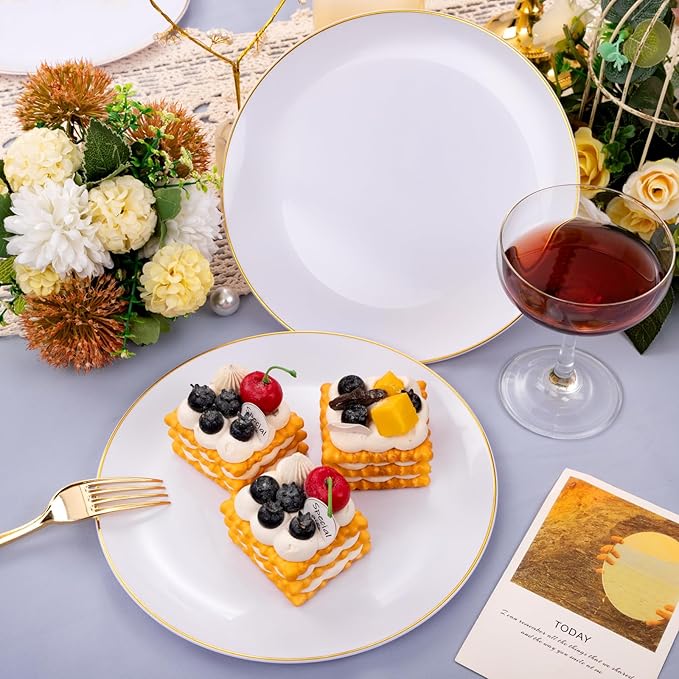 Festiva 50Pcs Gold Plastic Plates - Image 7