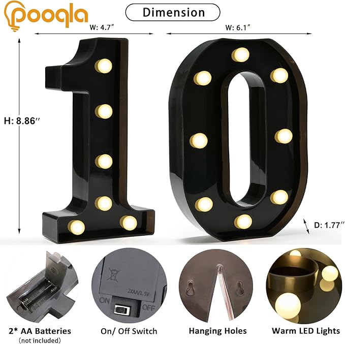 Pooqla Decorative Led Light Up Number Letters - Image 4