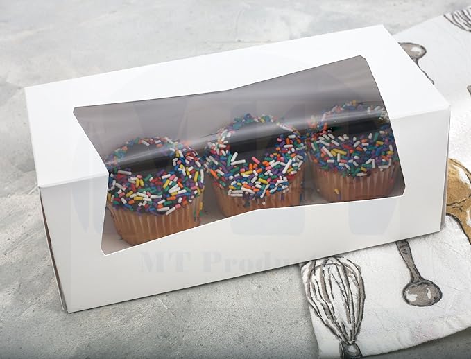 MT Products White Cupcake Boxes 9" x 4" x 3.5" - Image 4