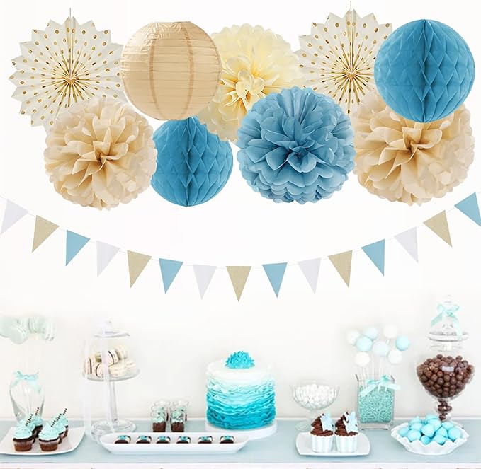 Light-Dusty Blue Beige-Champagne Boho Party-Decorations - Image 4