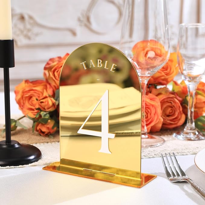 UNIQOOO Gold Mirror Arch Wedding Table Numbers - Image 2