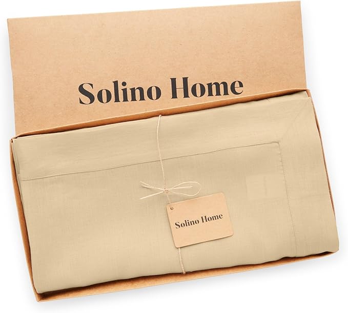 Solino Home Beige Linen Tablecloth 60 x 90 Inch - Image 5