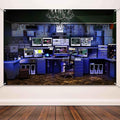 Computer Room Backdrop Neon Blue Hacker Station Backdrop Glowing Matrix Data by QICAIYUN