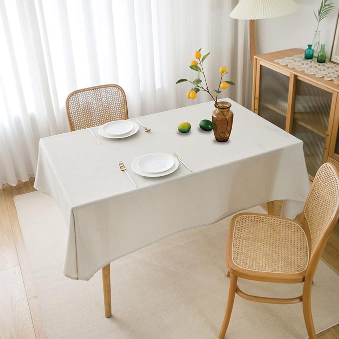 NLMUVW White Linen Tablecloth Rectangle 120 Inch, Dining Table Cloth Water - Image 6
