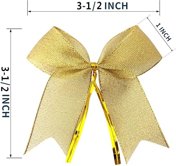 50pcs 3-1/2" Metallic Gold Bows Twist Tie Bows - Image 3