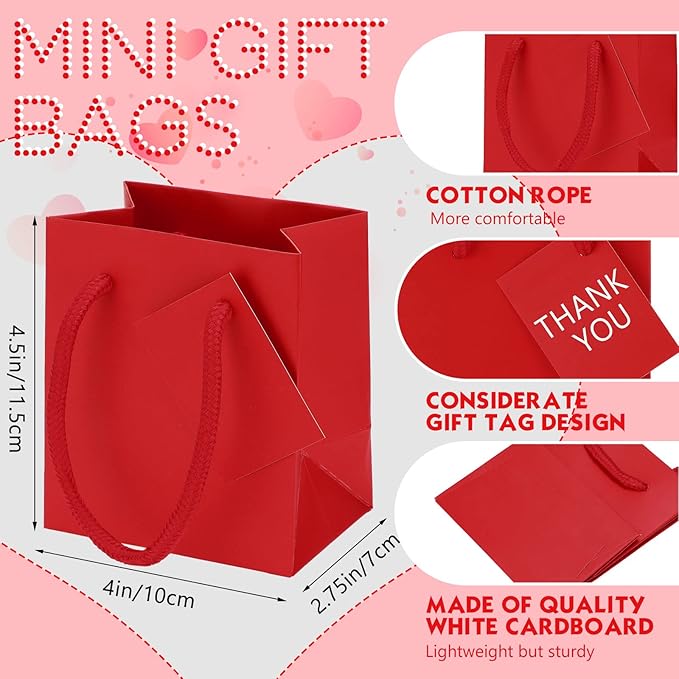 Sherr 100 Pack Mini Gift Bags Bulk, 4 x 2.75 x 4.5 Inches Paper Bags - Image 3