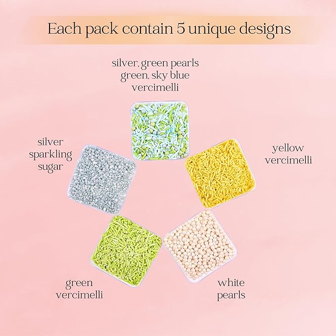 Confect Edible Sprinkles for Cakes & Cupcakes Decoration Assorted pack of 5 - Image 2