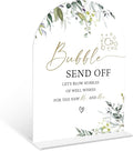Greenery Bubble Send Off Sign, 6 x 8 Inch White Arch Acrylic Wedding Sign by Qoqxjodd