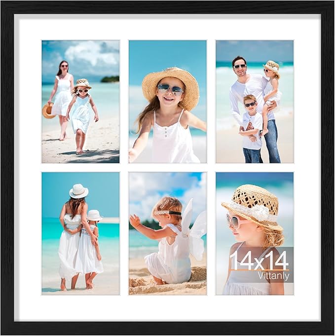Vittanly 14x14 Collage Picture Frame, Displays 6Pcs 4x6 Pictures by Vittanly