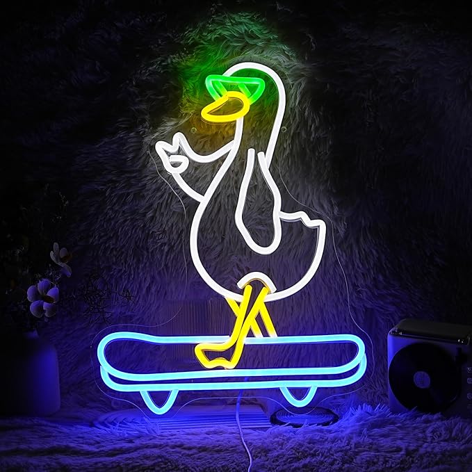 Duck Neon Sign Cool Skateboard Glasses Duck Neon Light by LIUOZHTEALEDNEONSIGN