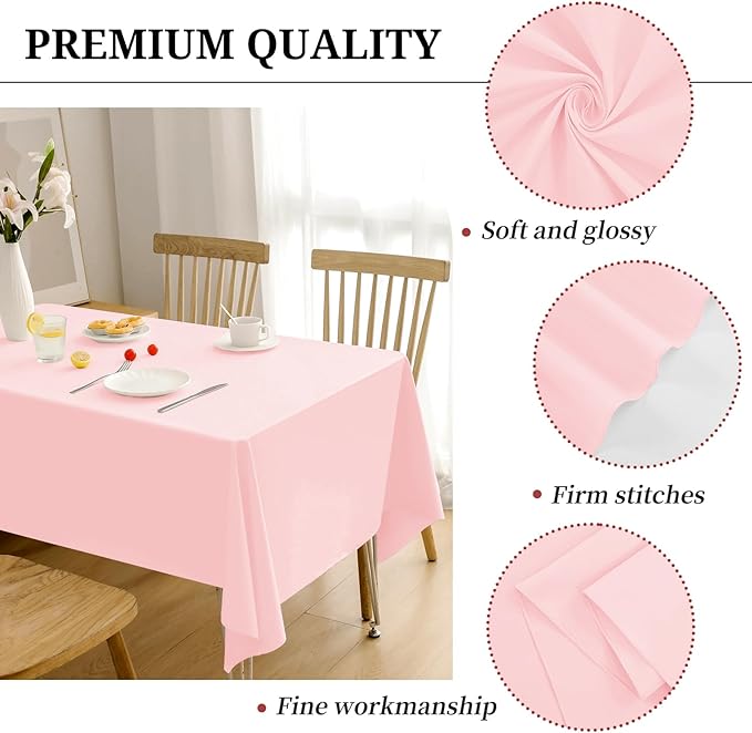 12 Pack Pink Tablecloths for Rectangle Tables 60 x 102 Inch Pink Polyester - Image 3